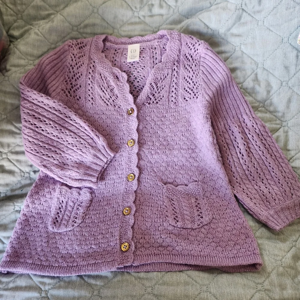 Gap 12-18 month lavender cardigan sweater